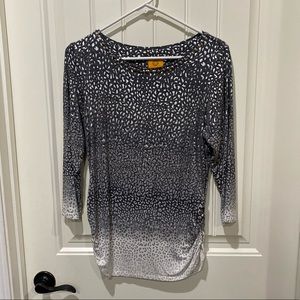 RUBY RD.- Stunning Silver Cheetah Print Top, Women’s Small